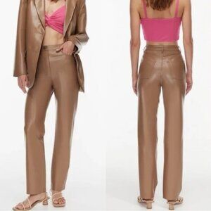 Aritzia Wilfred Milena Vegan Leather Tan Pants / Trousers